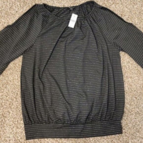 Lane Bryant Long Sleeve Blouse Black Shirt 1416 Shoulders Open - Picture 3 of 3